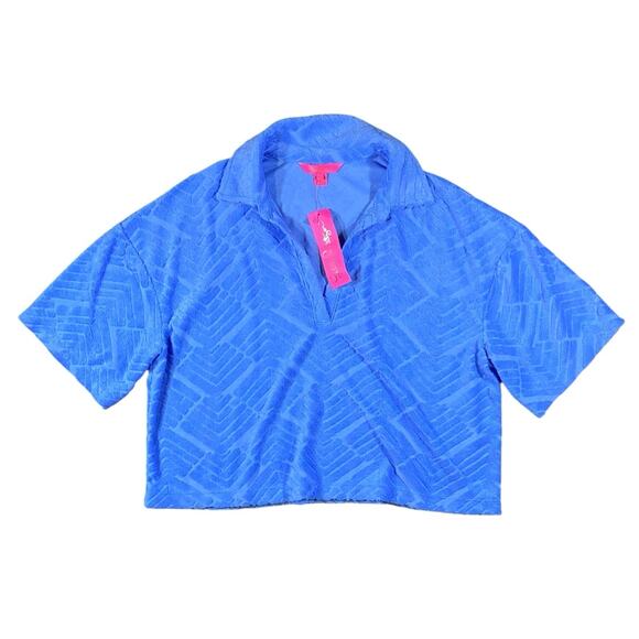 Lilly Pulitzer Belleview Short Sleeve Cropped Terry Top NWT - M - Picture 1 of 4